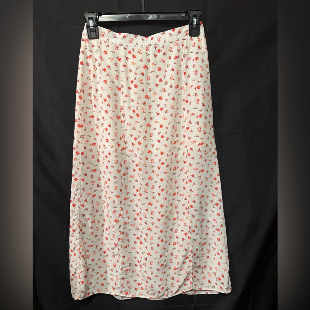 & Other Stories Red Floral Cream Maxi Skirt